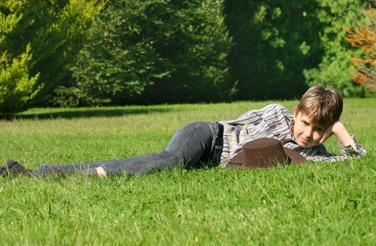 Relaxing on the grass in the afternoon sunshine