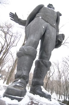 Monument in Dnepropetrovsk (Ukraine). Valeriy Chkalov is a legend soviet pilot.