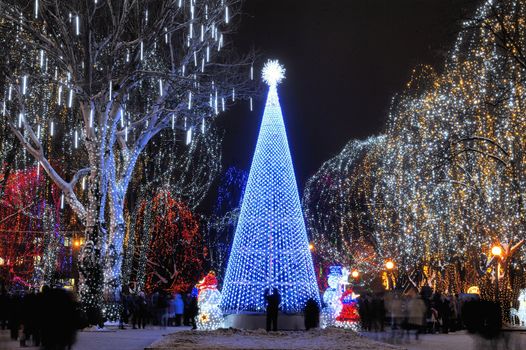 Hi-teq Christmas tree in Dnepropetosk. Square near region administration main office block.