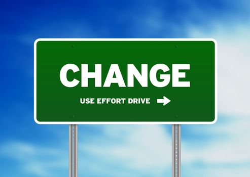 High resolution graphic of a change highway sign on Cloud Background. 