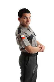 A male worker in uniform