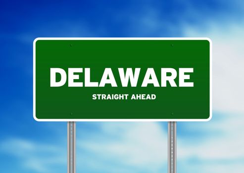 High resolution graphic of a delaware highway sign on Cloud Background. 