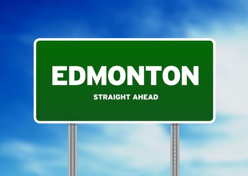 High resolution graphic of a edmonton highway sign on Cloud Background. 