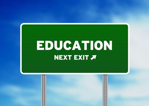 High resolution graphic of a education street  sign on Cloud Background. 