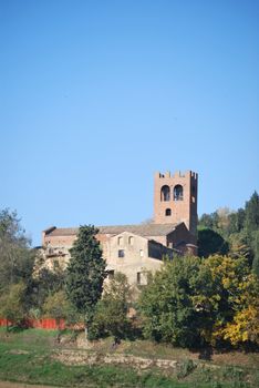 This is a famous medieval church in Tuscan country, called Pieve of San Giovanni Battista, in Corazzano, near Pisa and Florence
