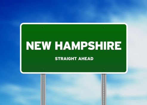 Green New Hampshire, USA highway sign on Cloud Background. 