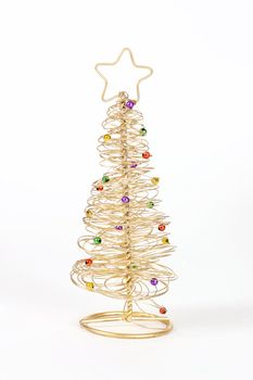 A small golden wire christmas tree