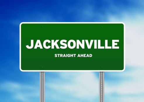Green Jacksonville, Florida, USA highway sign on Cloud Background. 