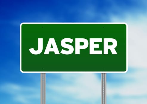 Green Jasper raod sign on Cloud Background.