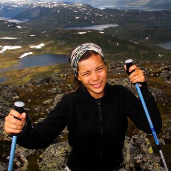 Woman hiker in Jotunheimen national park, Norway