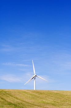 Wind turbine on field in Jutland, Denmark