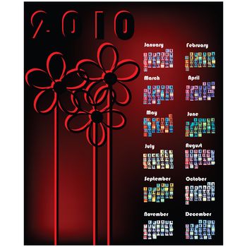 Elgant calendar for 2010, art illustration background