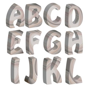 3D wooden letters of the alphabet, isolated on white background