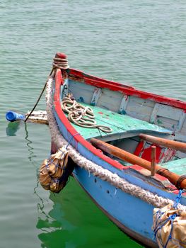 Old and battered fishing boat detail, in Malta