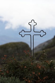 Picture of cross in monastery yard in Meteora