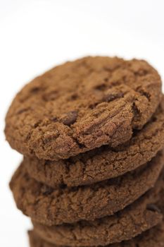 Stack of  chocolate cookies close up