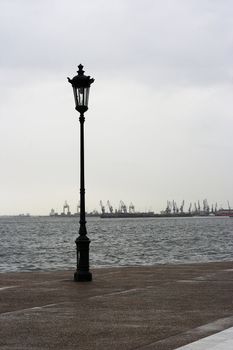 Promenade in Thessaloniki,Greece in rainy day