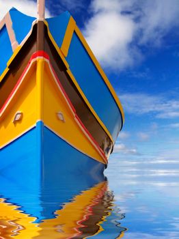 Traditional colors and eyes found on the traditional Malta fishing boats, commonly known as luzzu or dghajsa. The eyes are said to come down from Phoenician and Egyptian times.