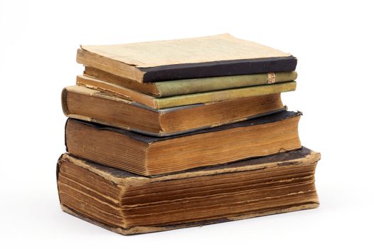 Stack of old books,isolated