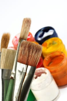 Close up of some paintbrushes