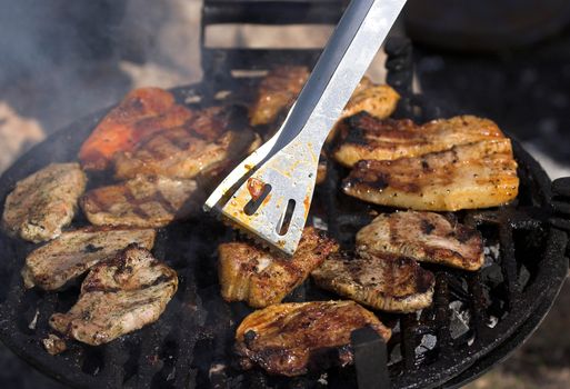 close up of grilled meat,outdoor