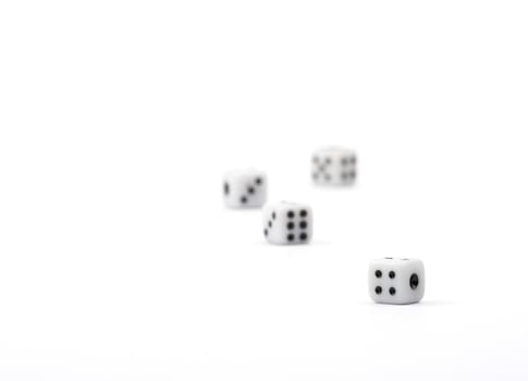 Some dices over white background