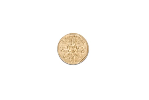 Singapore dollar coin isolated over white background
