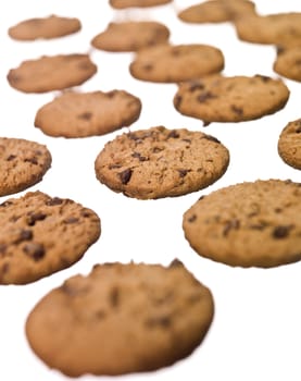 Multiple cookies isolated on a white background