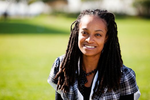 A beautiful African American with candid smile