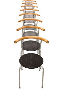 Chairs in a row isolated on a white background