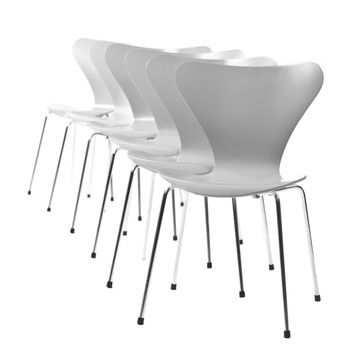 Chairs in a row isolated on a white background