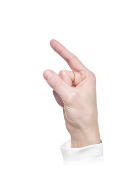 Letter 'F' in sign language, isolated on a white background