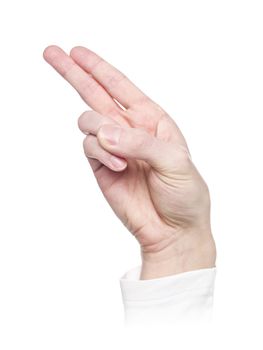 Letter 'G' in sign language, isolated on a white background