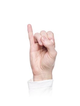 Letter 'I' in sign language, isolated on a white background