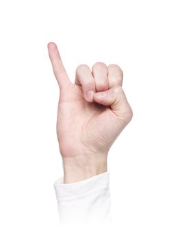 Letter 'J' in sign language, isolated on a white background
