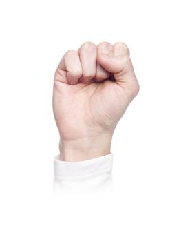 Letter 'S' in sign language, isolated on a white background