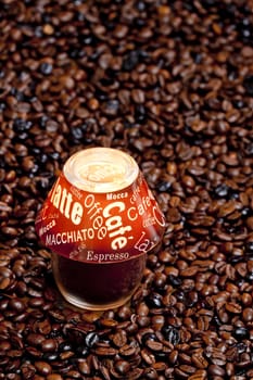 still life of candle and coffee beans