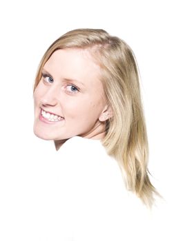 Girl with a Toothy Smile isolated on a white background