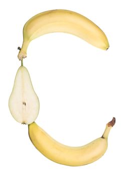 The letter 'C' made out of fruit isolated on a white background