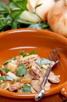 pork meat with celery noodles