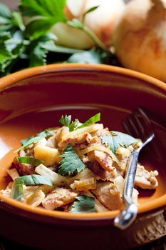pork meat with celery noodles