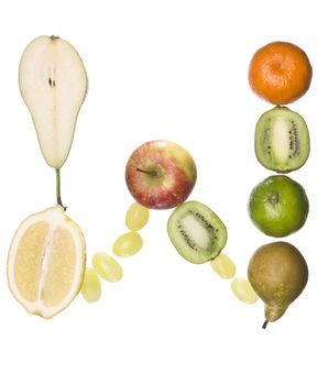 The letter 'W' made out of fruit isolated on a white background