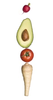 The letter 'I' made out of vegetables isolated on a white background