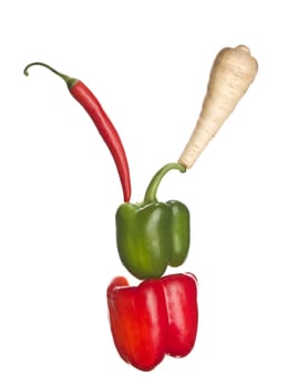 The letter 'Y' made out of vegetables isolated on a white background