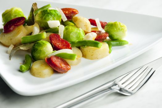 vegetables mixture with sausage and potatoes