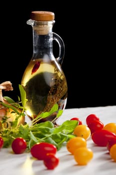 vegetables still life with olive oil