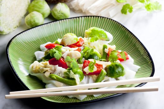 Asian vegetables on coconut milk