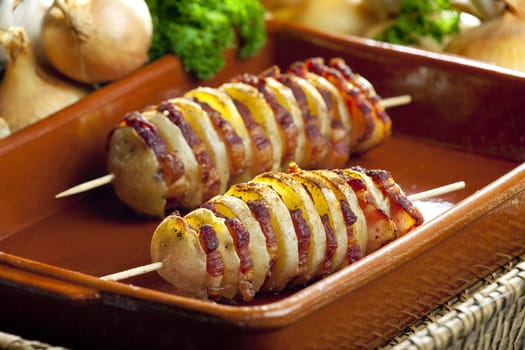 potato skewers with bacon