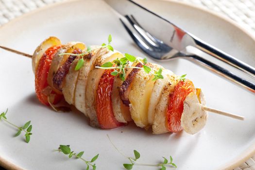 vegetables and potato skewer