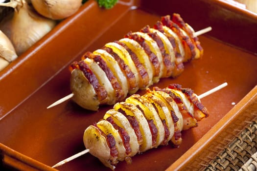 potato skewers with bacon